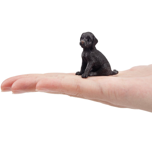 Mini Sitting Black Labrador Retriever Puppy Figurine Toy