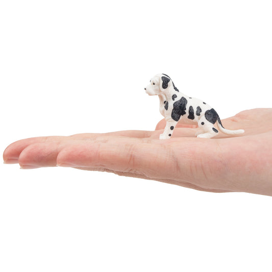Mini Black and White Great Dane Puppy Figurine Toy