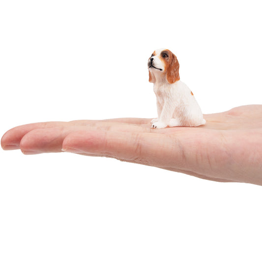 Mini Sitting Liver and White Cocker Spaniel Puppy Figurine Toy