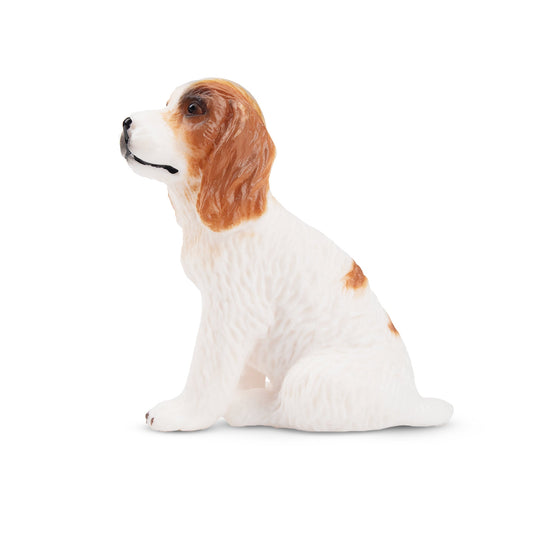 Mini Sitting Liver and White Cocker Spaniel Puppy Figurine Toy