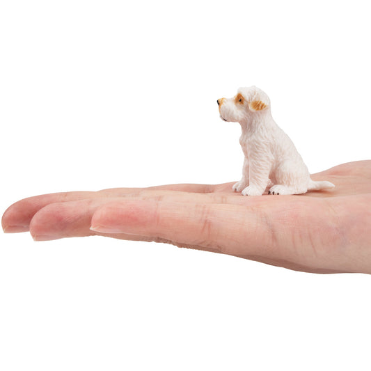 Mini Sitting White Schnauzer Puppy Figurine Toy
