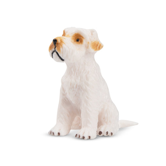 Mini Sitting White Schnauzer Puppy Figurine Toy
