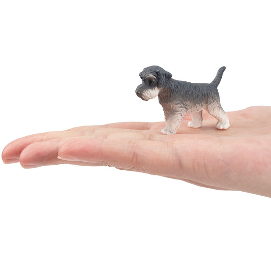Mini Standing Gray Schnauzer Puppy Figurine Toy