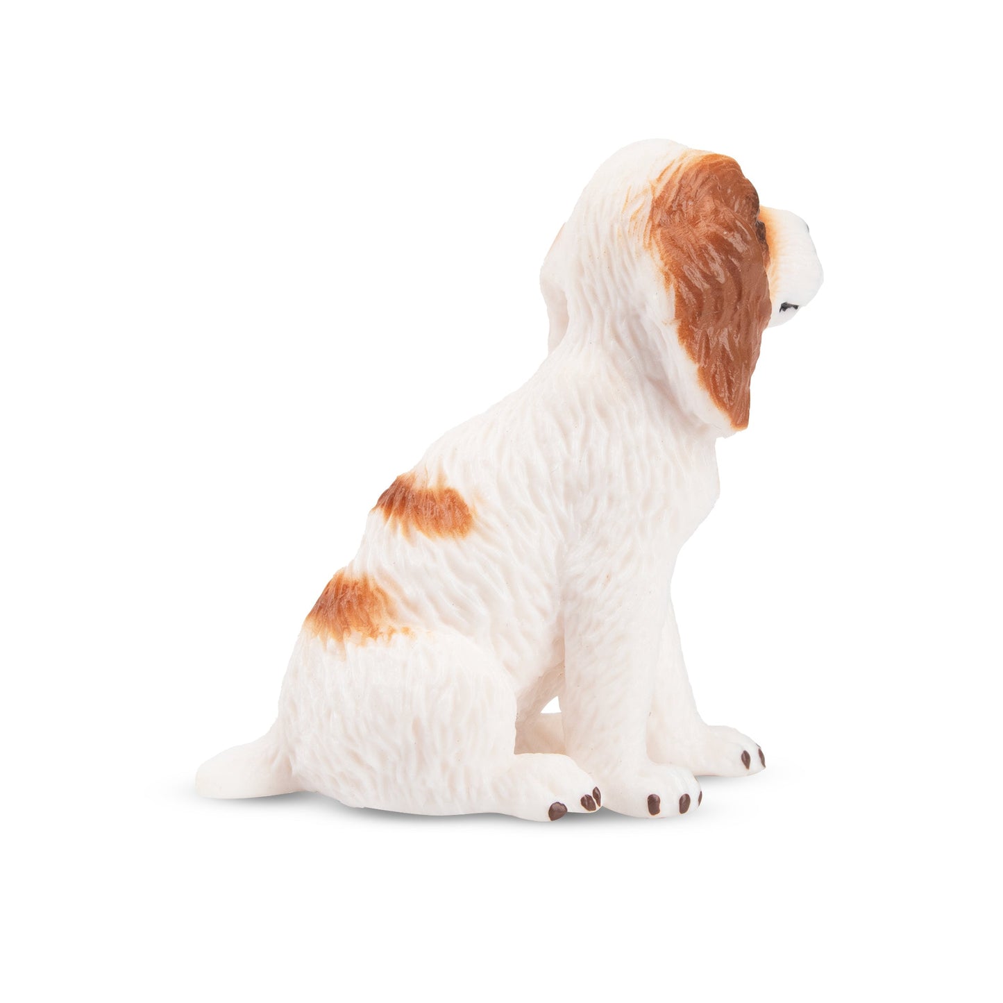 Mini Sitting Liver and White Cocker Spaniel Puppy Figurine Toy