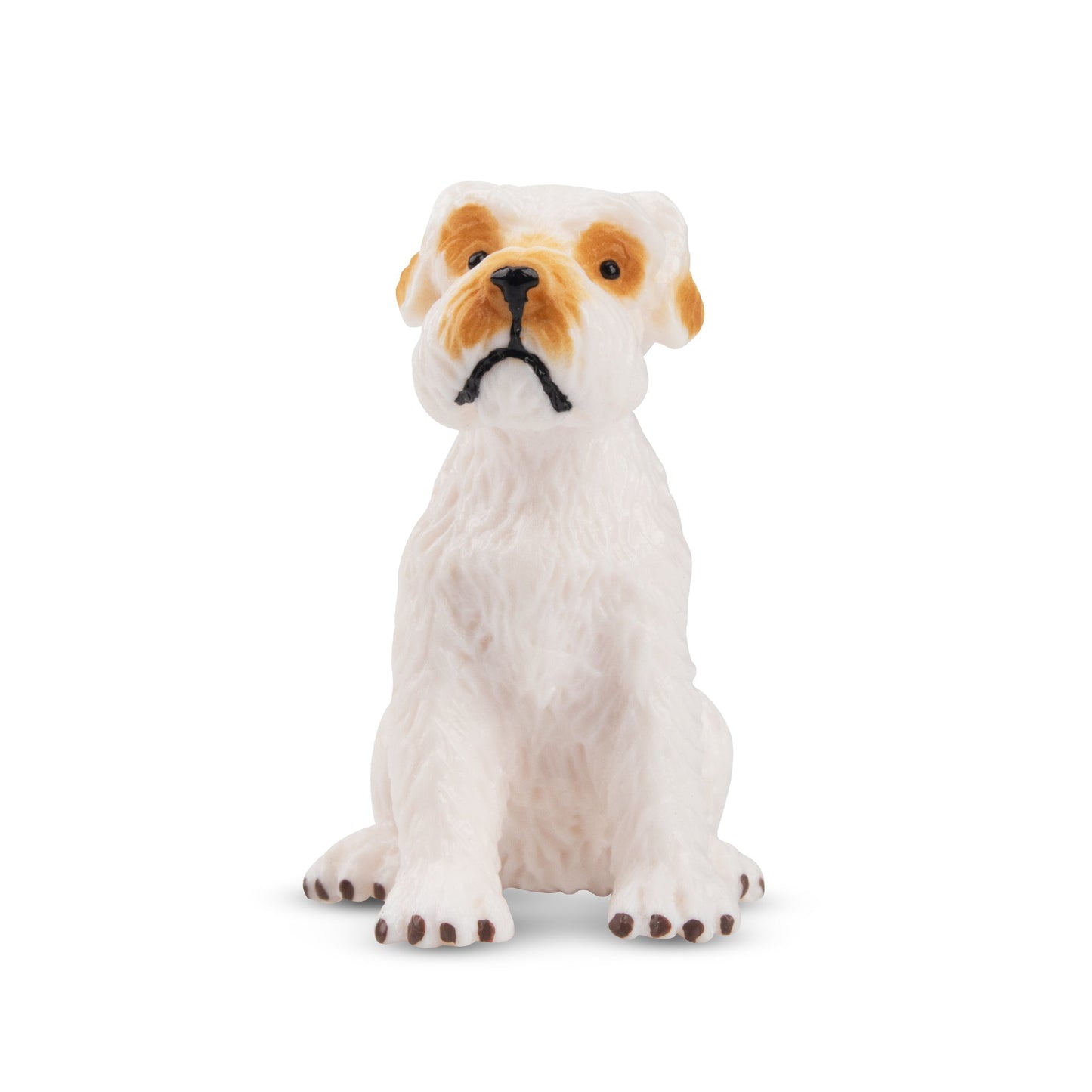 Mini Sitting White Schnauzer Puppy Figurine Toy